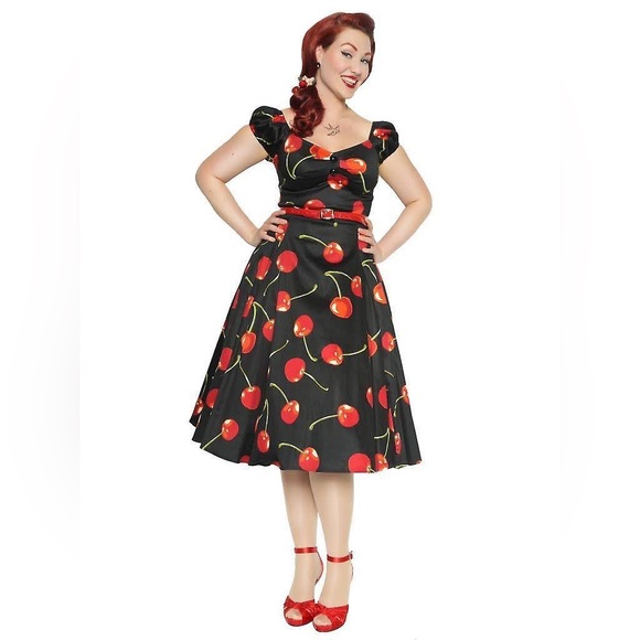 ✨NWT Collectif Regina Doll Cherry Stem Pinup Rockabilly 50s Midi Dress Small 6 - Picture 7 of 12